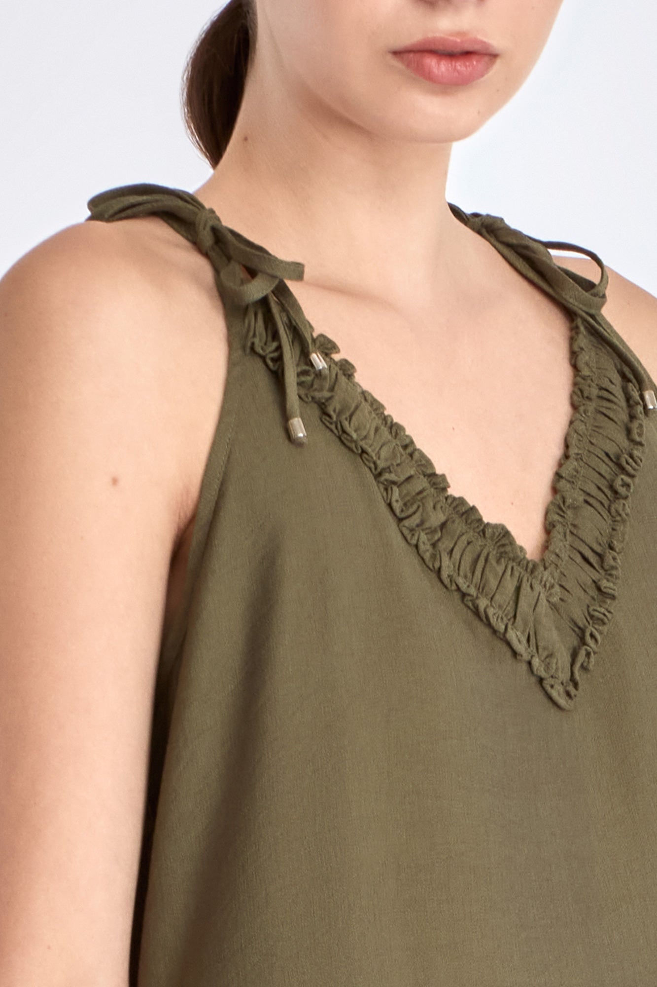 Blake Ruffle Detail Maxi Dress | Olive