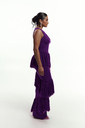 UYAI Sequin Fringe Maxi Dress in PURPLE