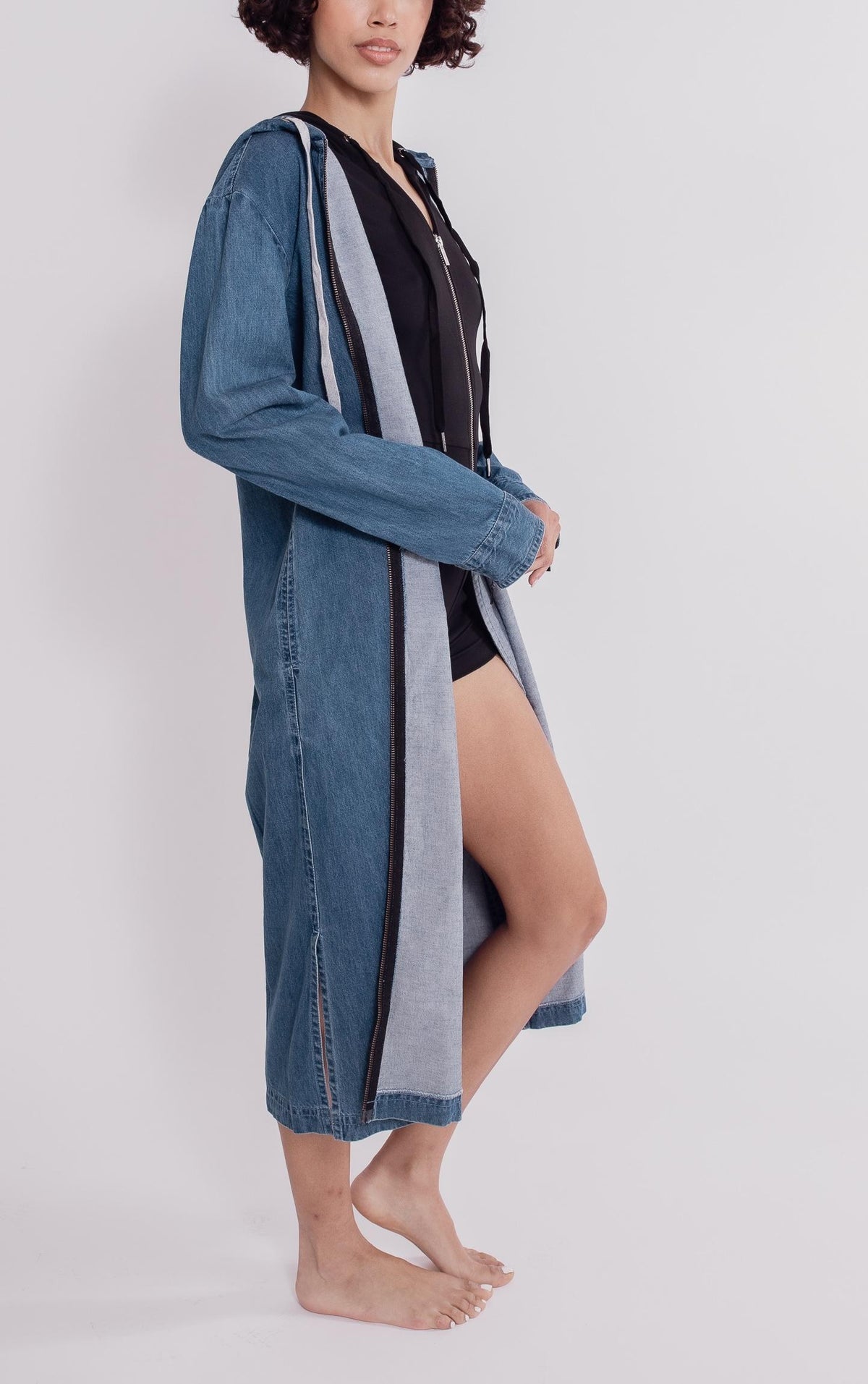 Denim Hoodie- Non Compression