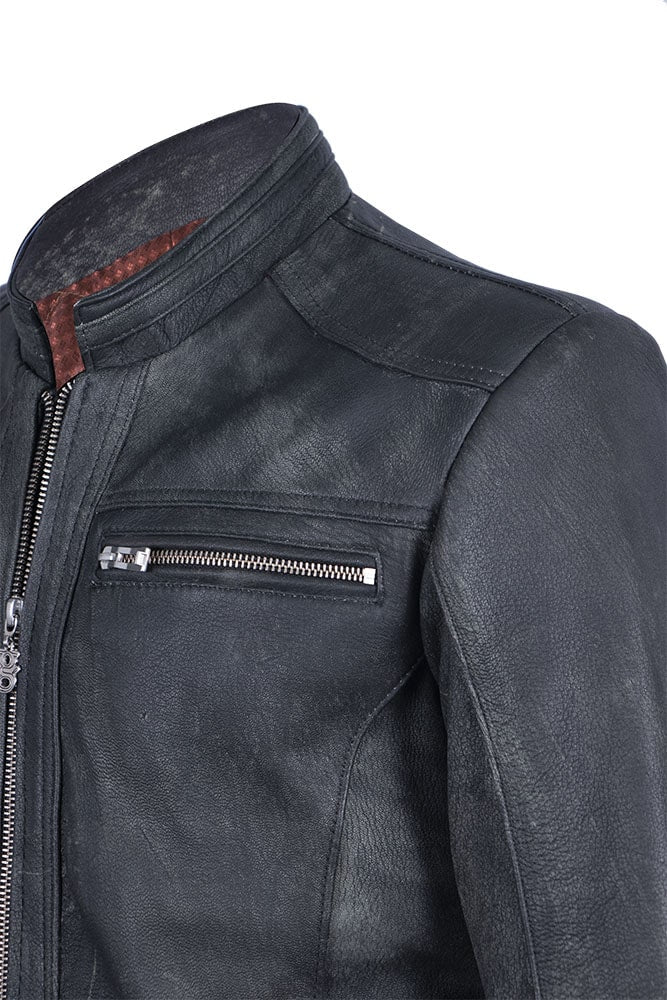 Mottled leather jacket