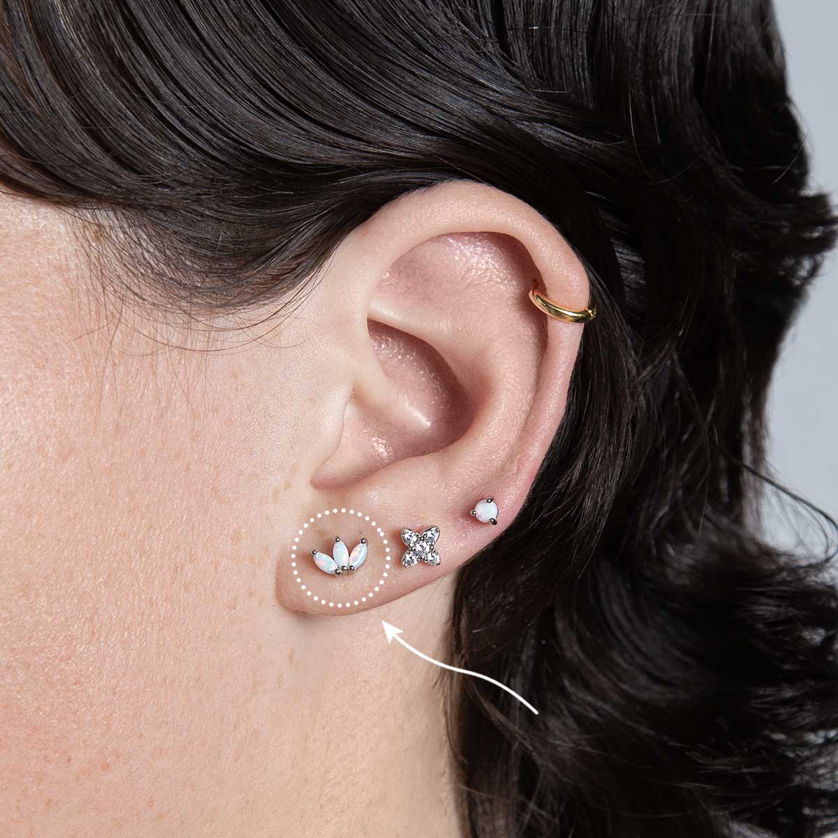 Peacock Opal Flatback Silver Earring