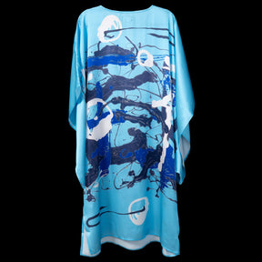 Blue Graffiti Marble Dolman Sleeve Dress