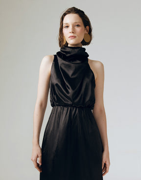 AMELIA RUFFLE NECK DRESS