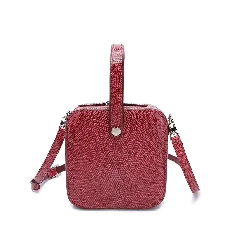 Luxury Embossed Lizard Leather Crossbody Handbag