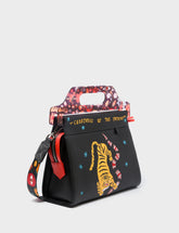 Vali Leather Crossbody Handbag Plastic Handle - Tiger And Snake Print