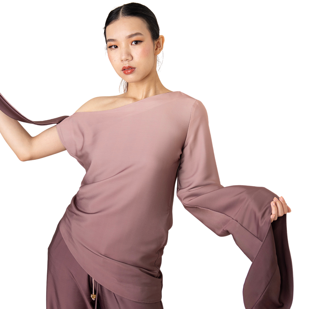 Asymmetric Tie Sleeve Top