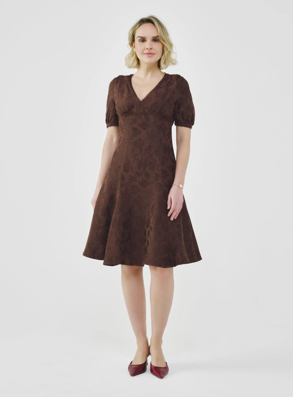 Floral Jacquard Midi Dress