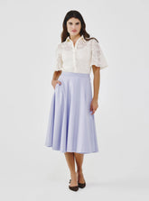 High-Waist Midi Skirt with Elastic Waistband