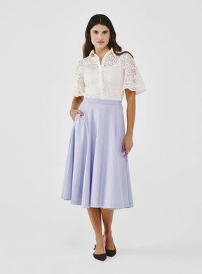 High-Waist Midi Skirt with Elastic Waistband