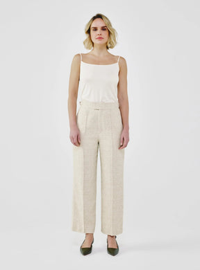Fancy Tweed High-Waist Tailored Pants