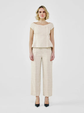 Tailored Fancy Tweed Bardot Top