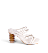 Ficus Pop Bone Leather Sculptural Heel Sandals