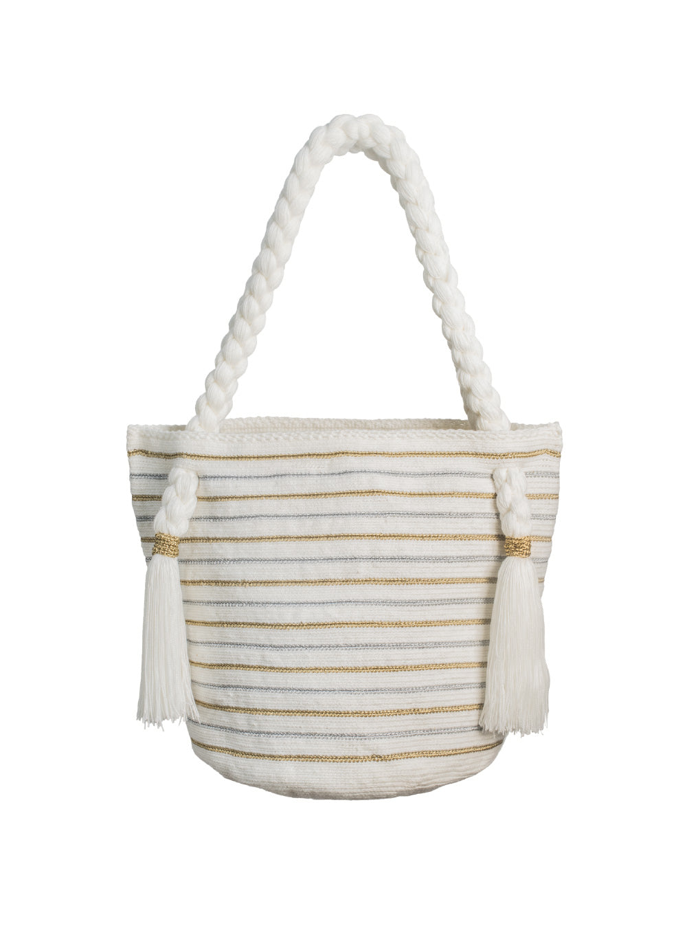 Artisan Wayuu Silver Gold Stripe Tote