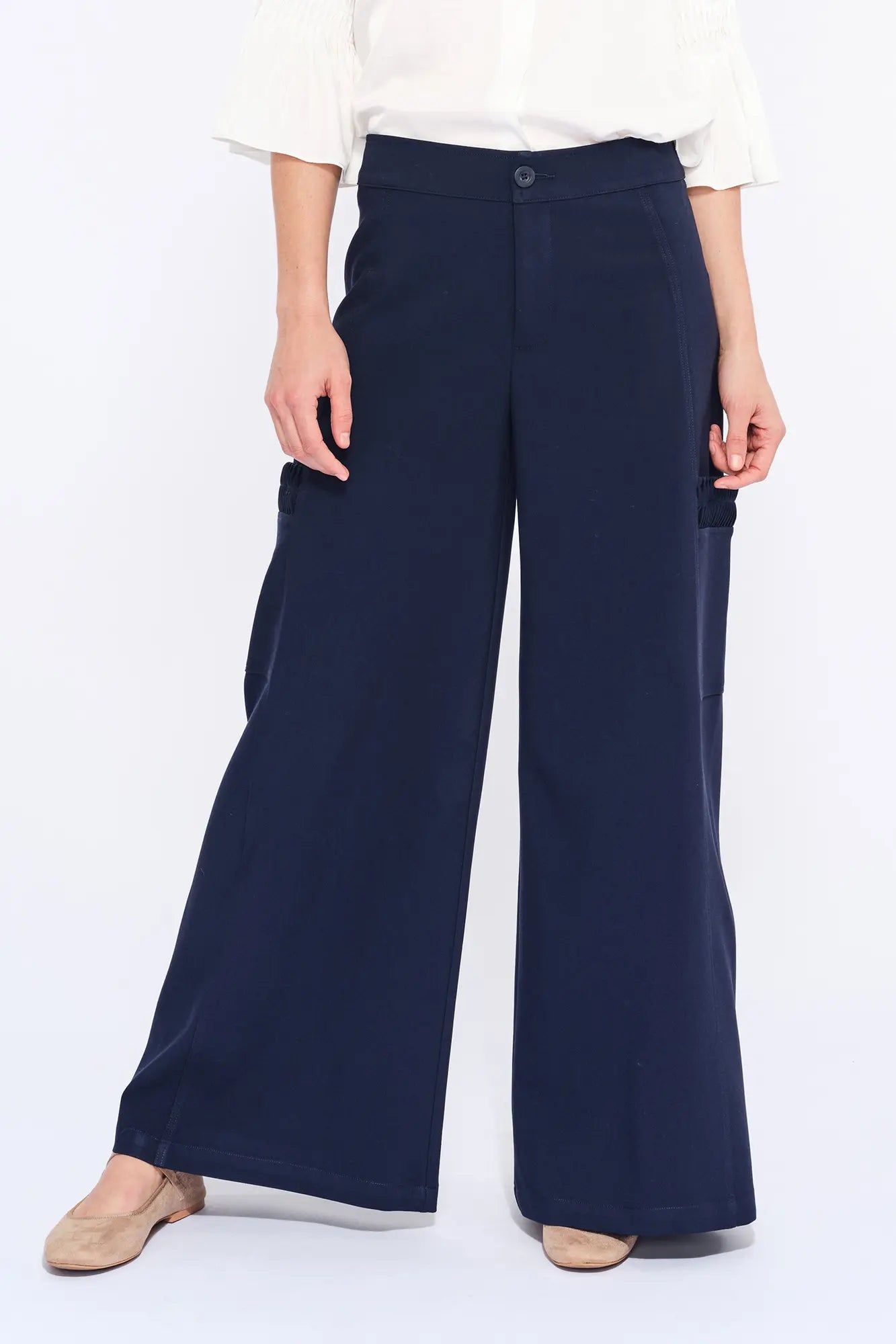 Daysi Ruched Detail Trouser | Navy