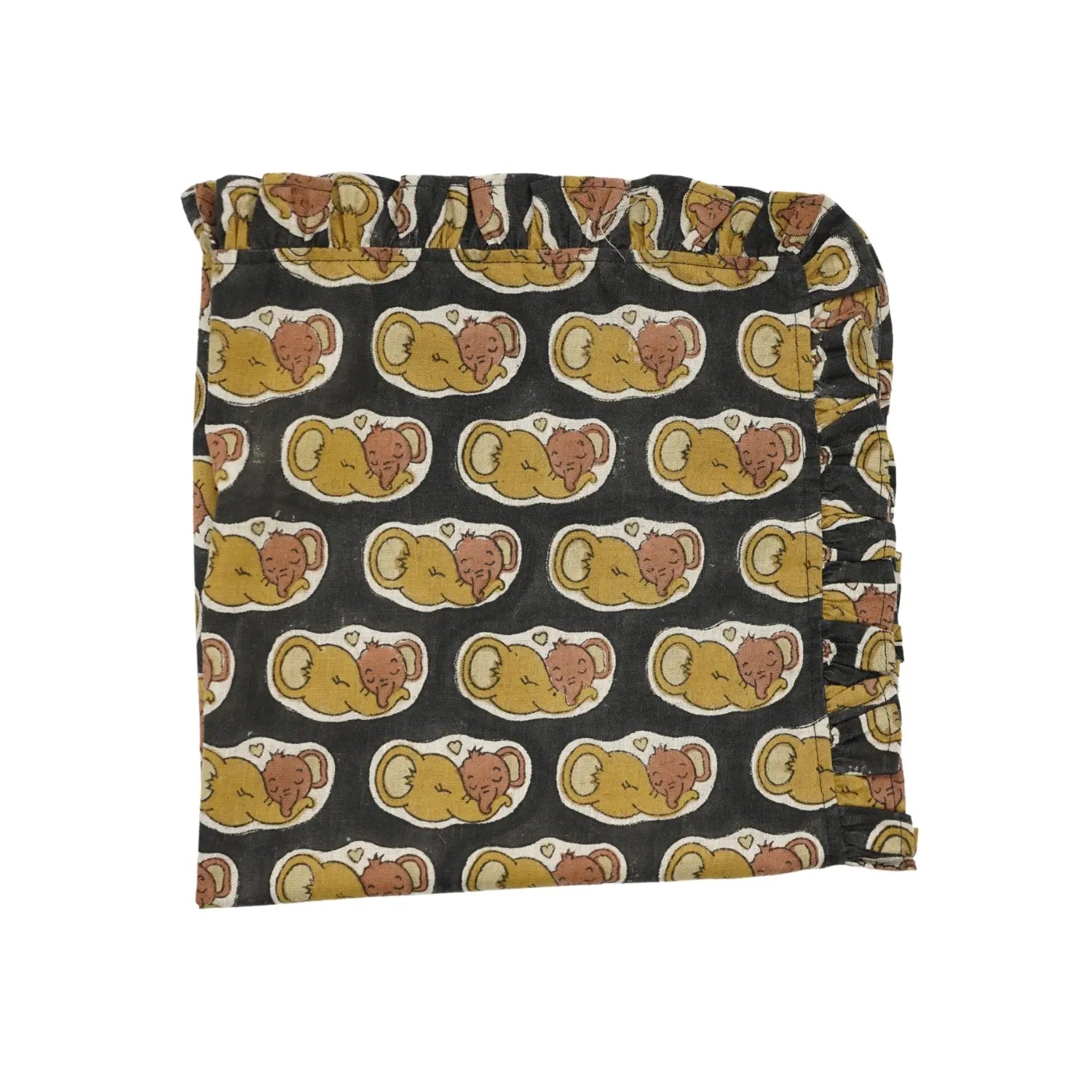 Indian Hand Block Print Linen Blend Napkins Set of 4 - Elephant