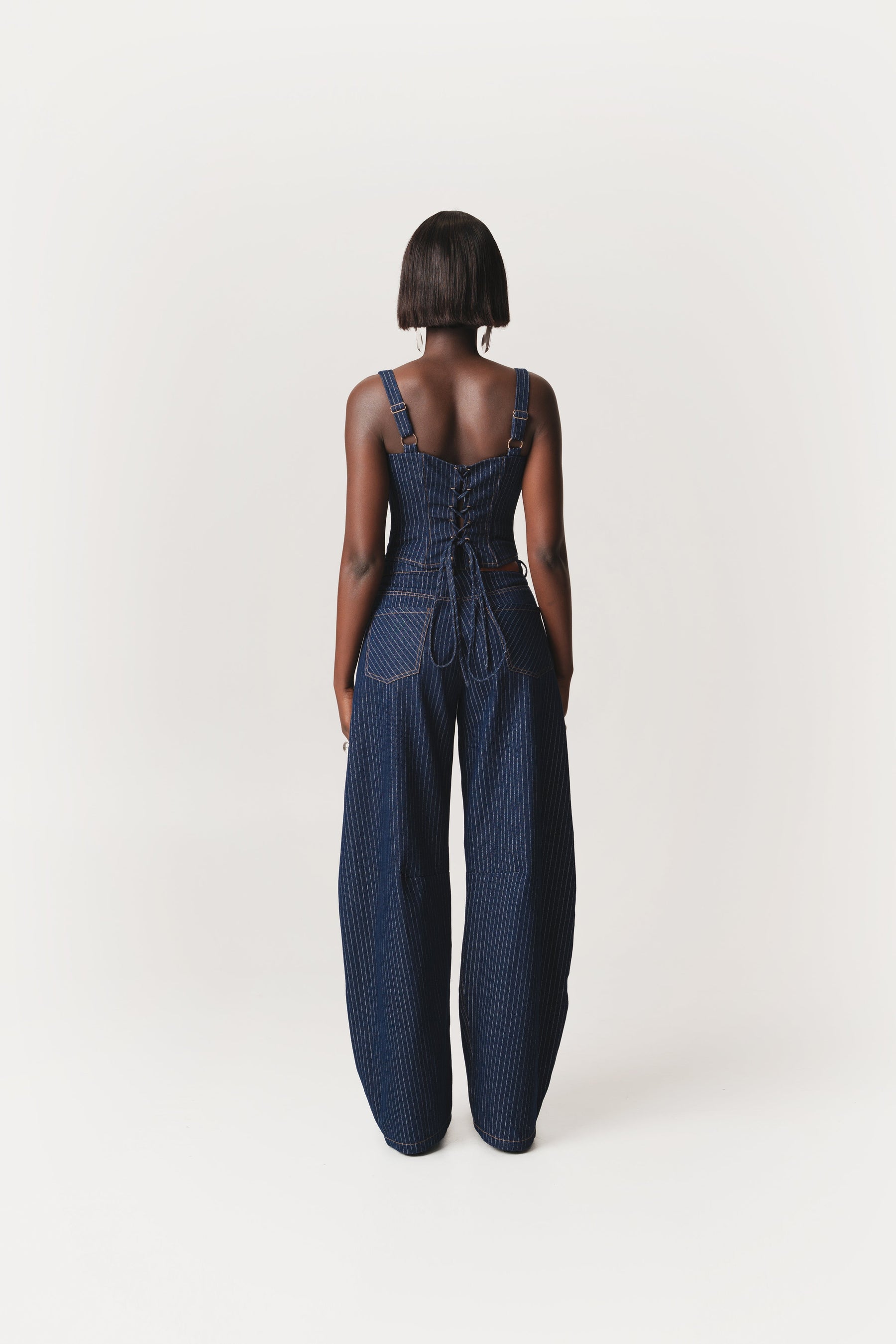 Denim Pinstripe LEAH Corset Top