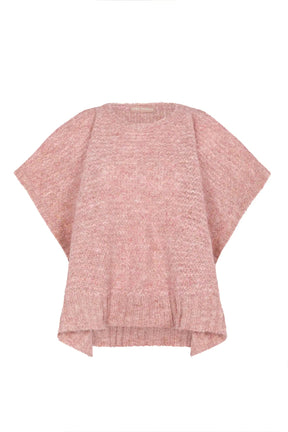 Chelsea Openwork Alpaca Poncho | Rose Melange