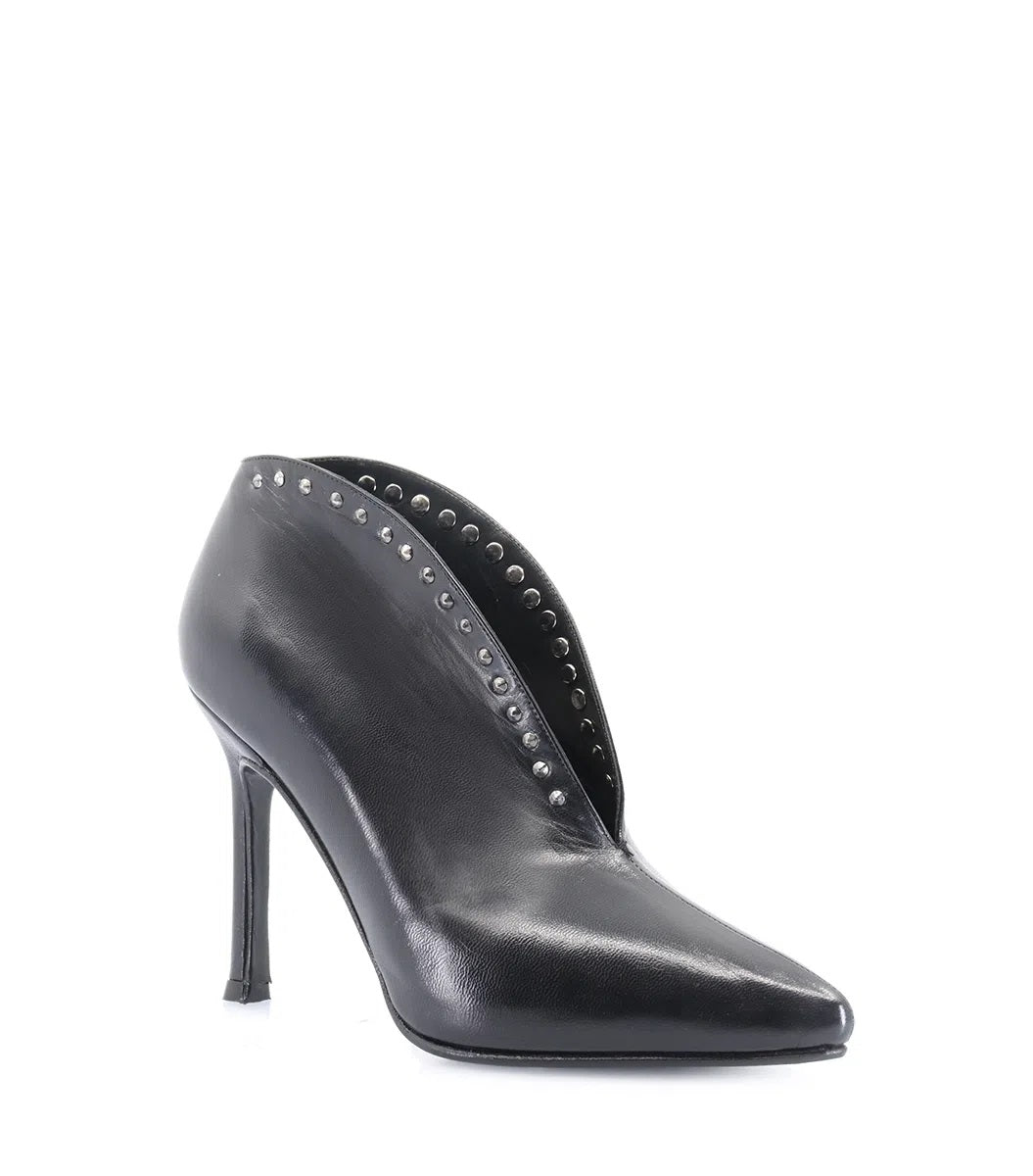Chic Black Leather Booties with Studs Bowie