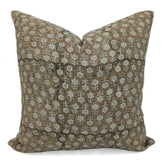Block Print Thick Linen Designer Cushion Cover-Tulsi Buti
