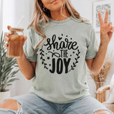 Share The Joy Floral Graphic T-Shirt | Sage Mint Green Inspirational Christian Cotton Tee