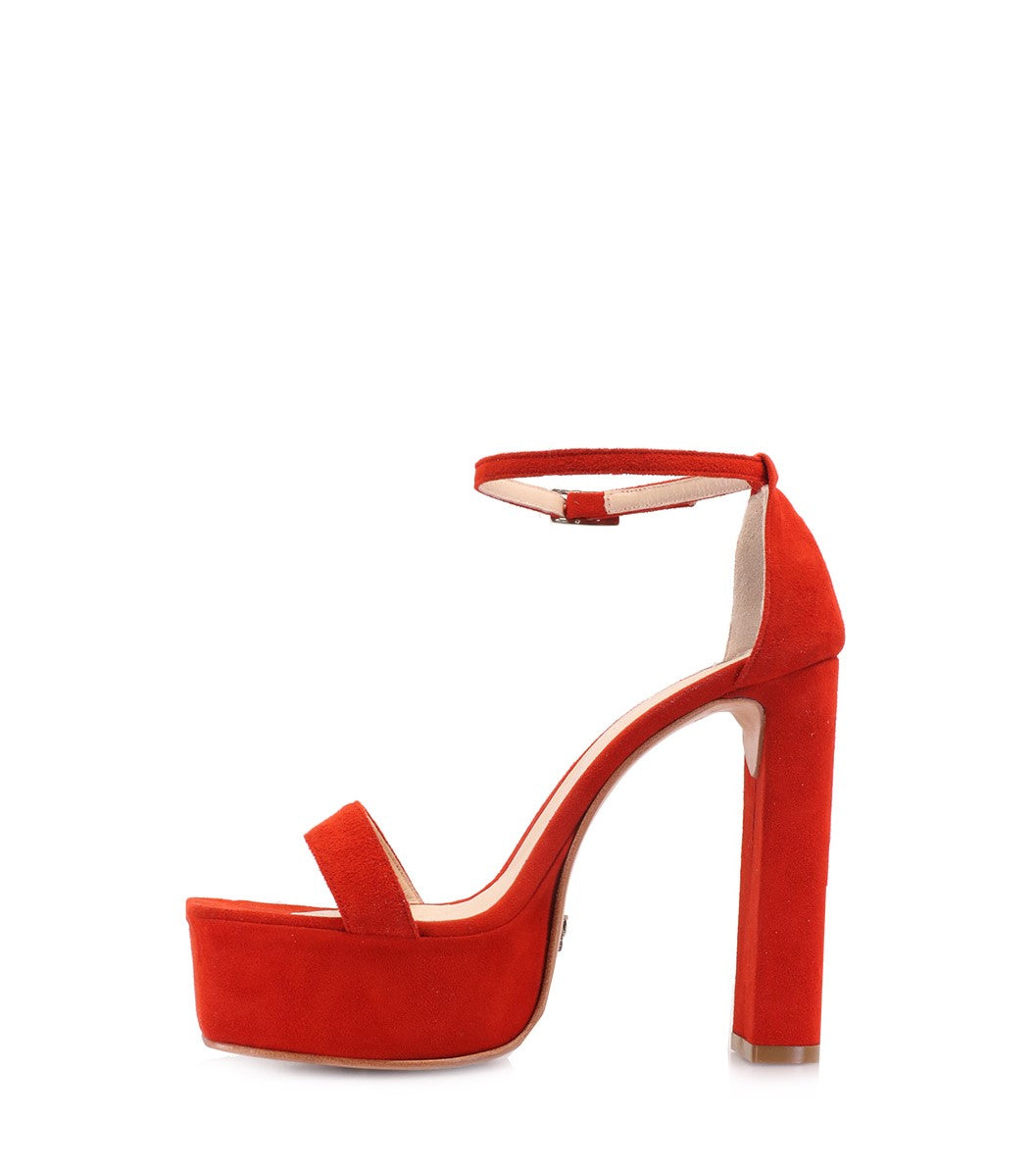 Cande Luxe Red Suede Platforms