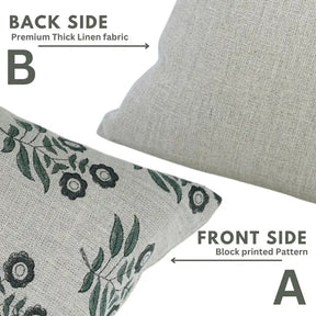 Premium Hand Block Print Boho Thick Linen Pillow Cover- Neha