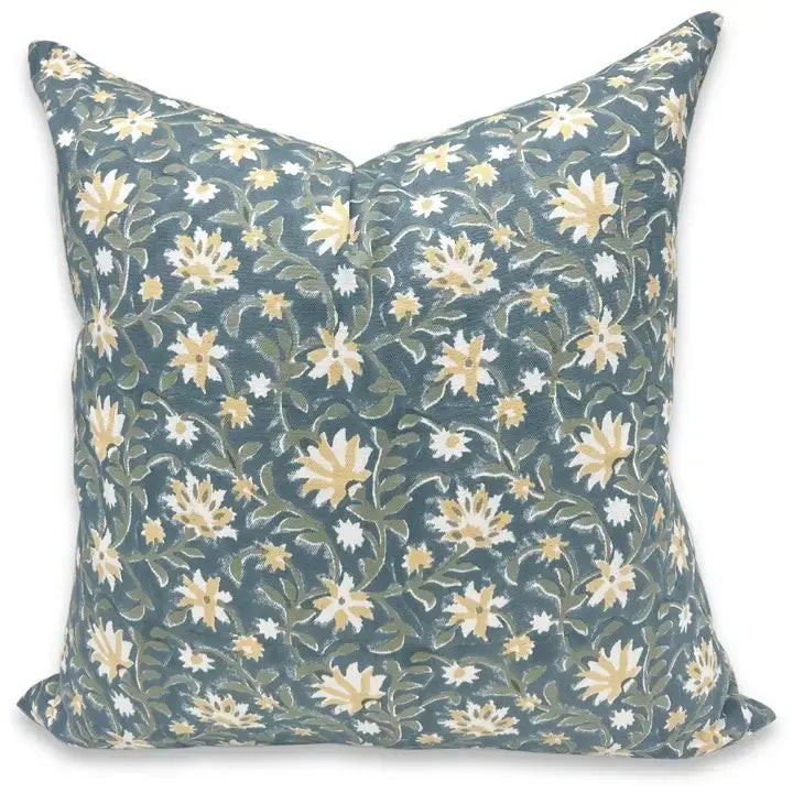 Artfully Hand Made Block Thick Cotton White Pillow Cover -Aradhana