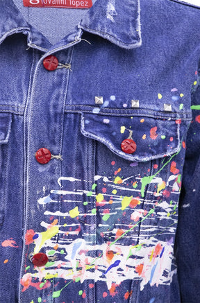 Denim jacket with colorful painted design