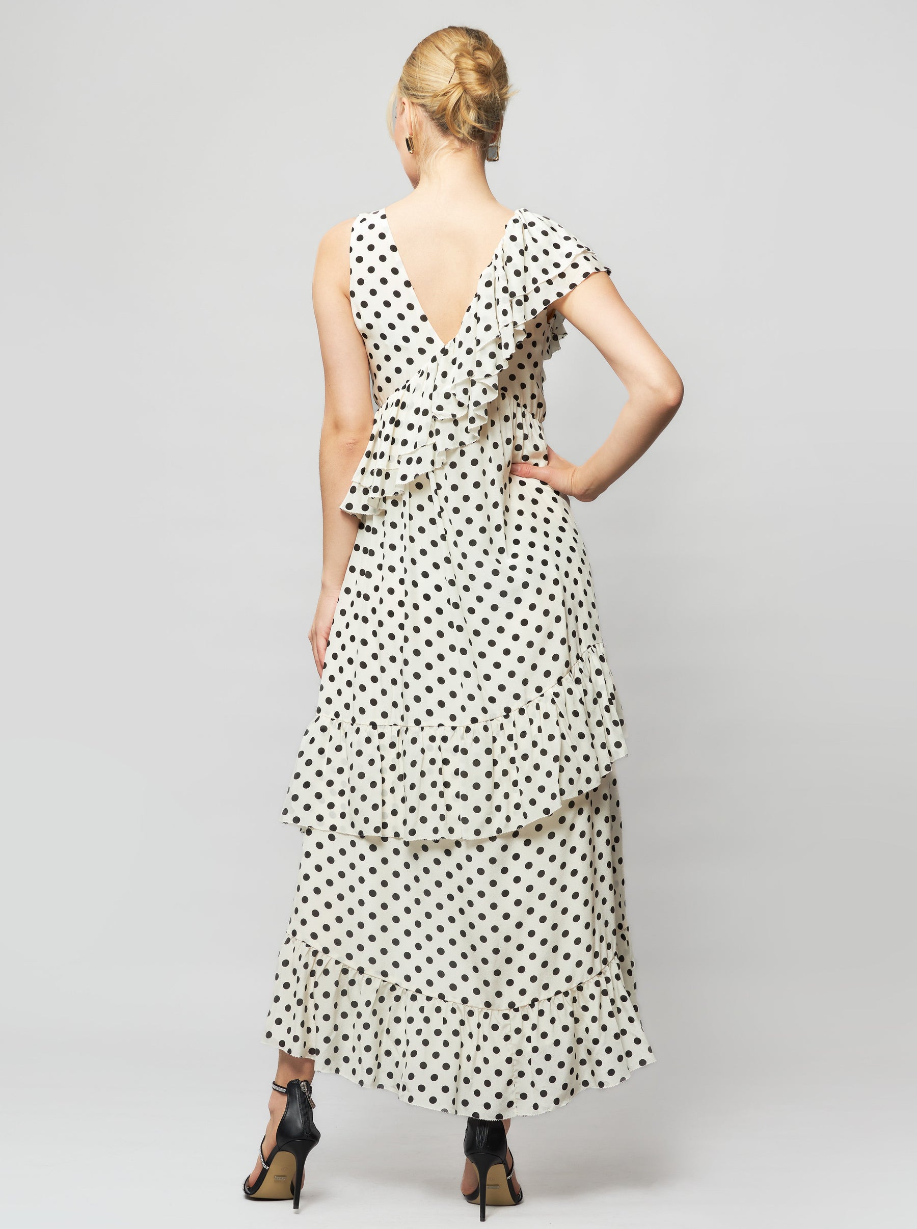 Arethia Polka Dot Silk Maxi Dress