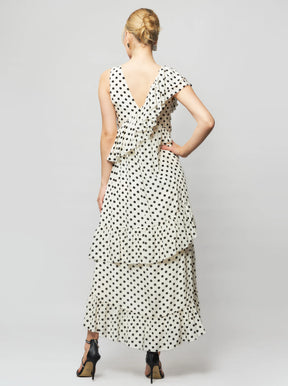 Arethia Polka Dot Silk Maxi Dress