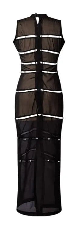 Ife Sleeveless Sheer Black Dress