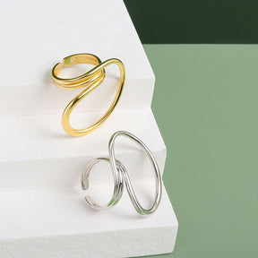 Silver Color Geometric Multilayer Zircon Open Ring Female Fashion Retro Unique Design High Quality Jewelry Gift