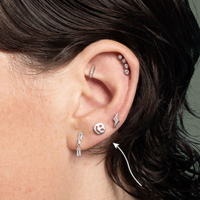 Flatback Happy Face Sterling Silver Earring Stud