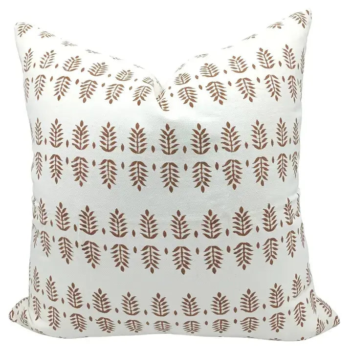 Bohemian Hand Crafted Block Printed Thick Cotton White Pillow Cover - Darpan
