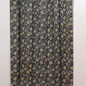 Floral Handmade Pure Linen Pleated Curtain: Rameshwaram