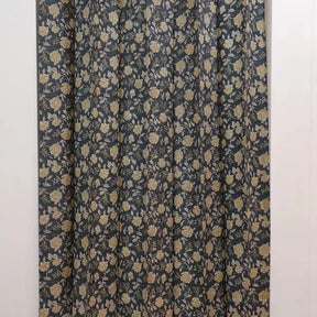 Floral Handmade Pure Linen Pleated Curtain: Rameshwaram