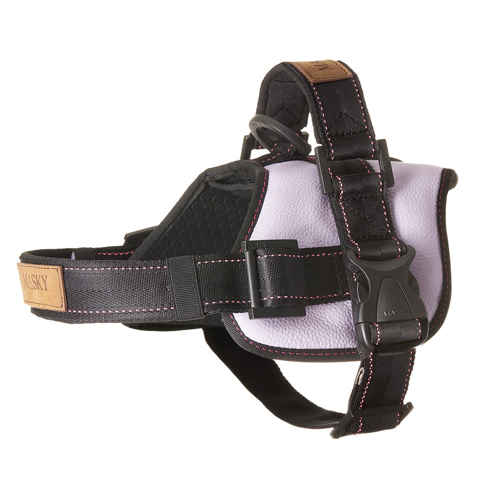 Premium Leather Anti-Choke Harness • Lilac ~ Black