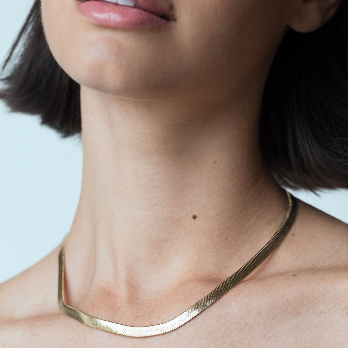 Herringbone Snake Gold Chain Necklace for Effortless Everyday Luxury