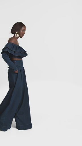 Denim DIJA Ruffle Crop Top