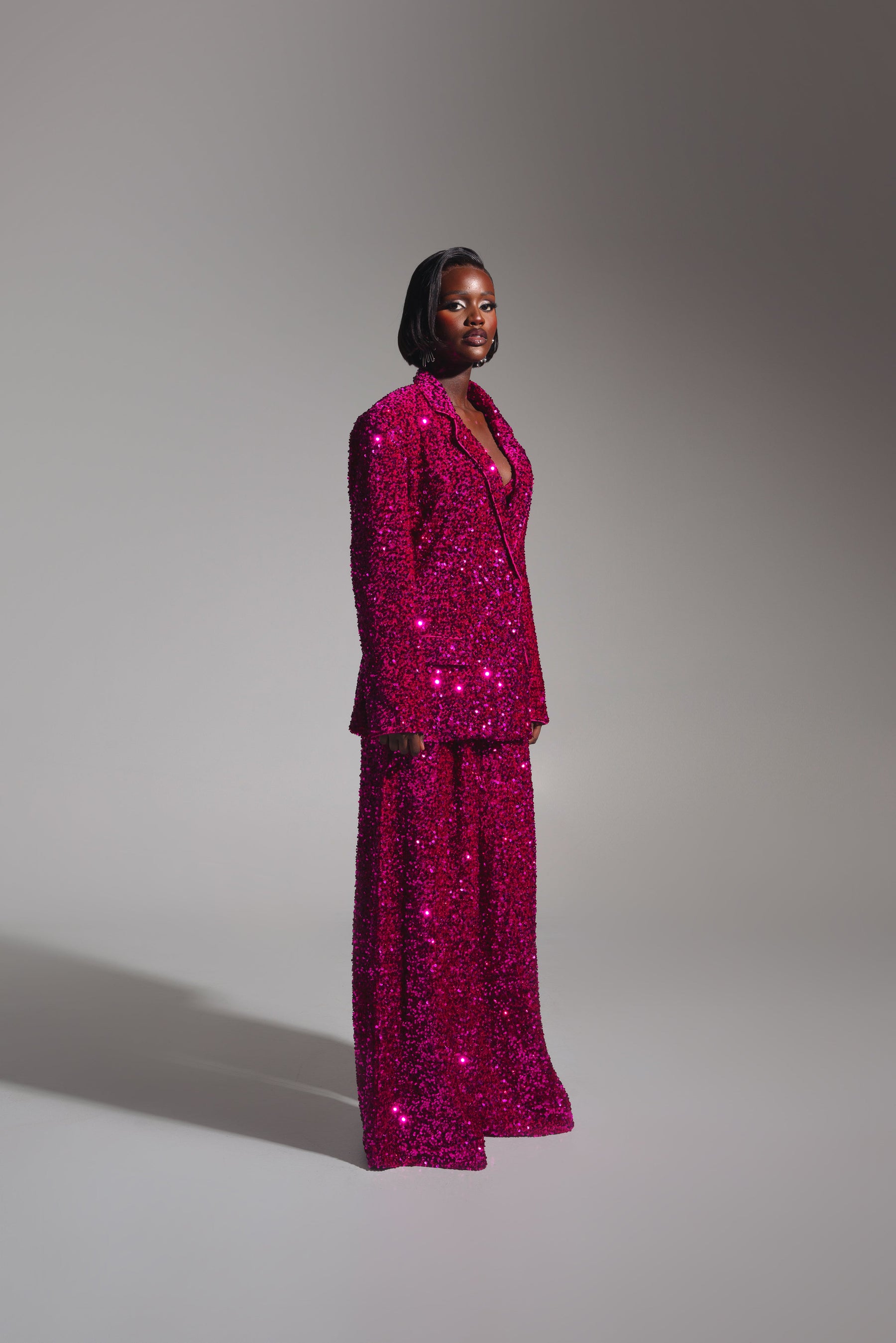 LIZA Sequin Pants in MAGENTA