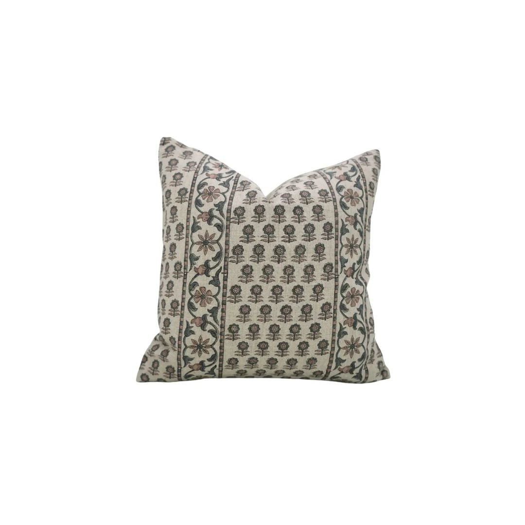 Boho Block Print Thick Linen Cushion Cover - Anamika Border