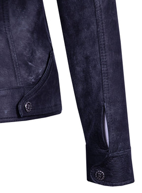 Dark Gray Distressed Leather Jacket