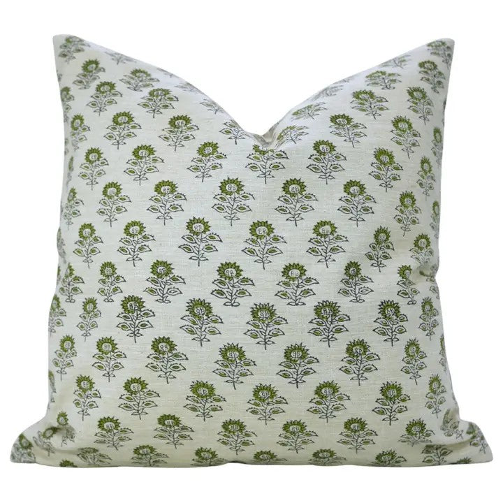 Natural Block Print Linen Blend Pillow Cover - Bagru Buti
