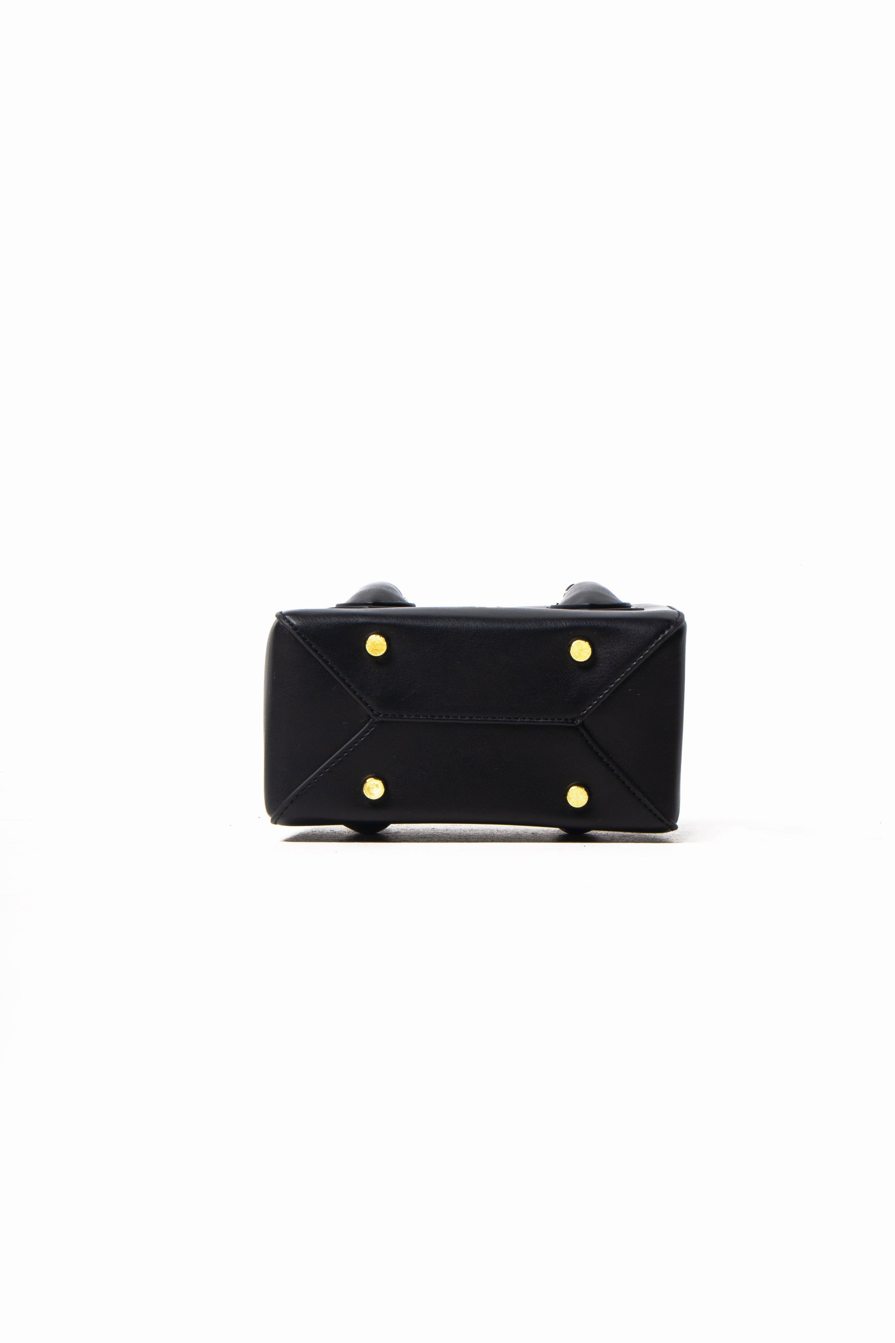 'Ruka' Black Boxy Tote With Gold Hardware