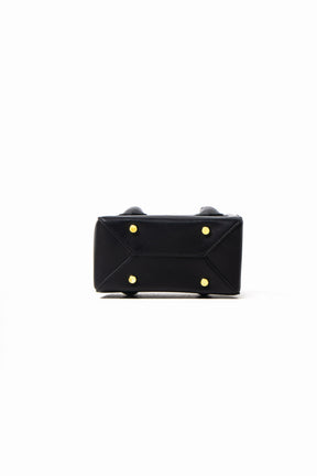 'Ruka' Black Boxy Tote With Gold Hardware