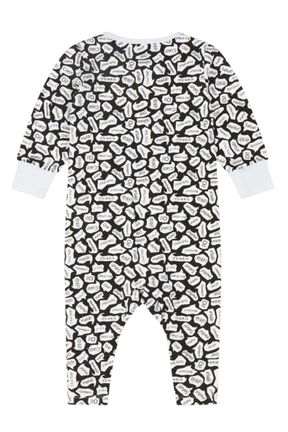 Mixed Up Clothing Baby Long Sleeve Button Front Romper Black/White/Hello