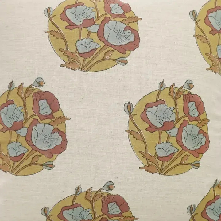 Decorative Block Print Linen Blend Pillow Cover -  Sandhya Pushp