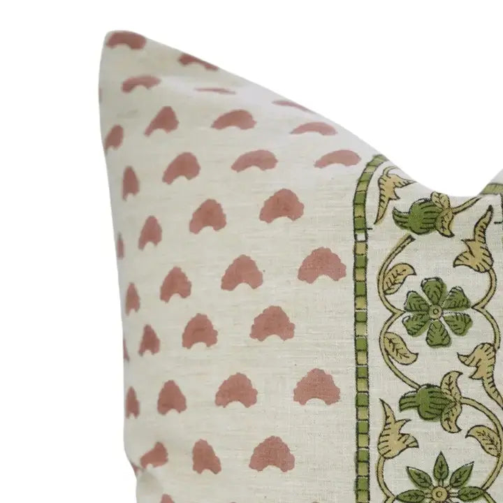 Unique Block Print Design Linen Blend Pillow Cover -  Priya