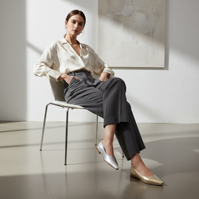 Lola Metallic Two-Tone Pointed Ballet Flats