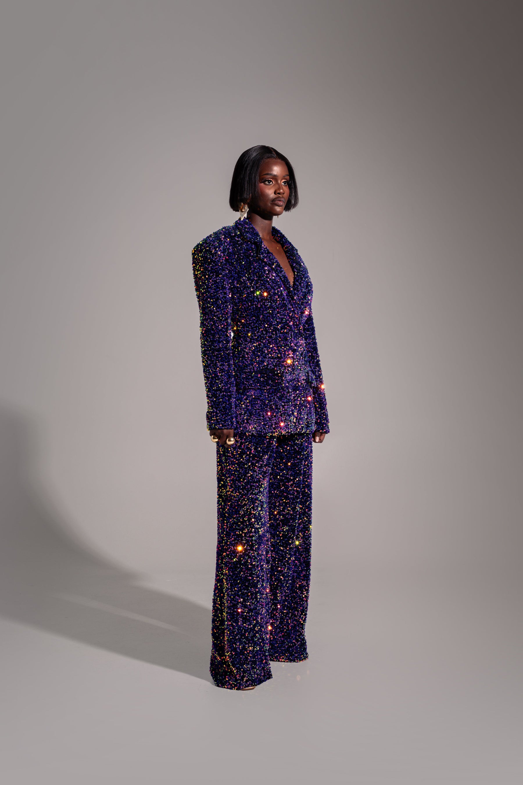 LIZA Sequin Blazer in TANZANITE